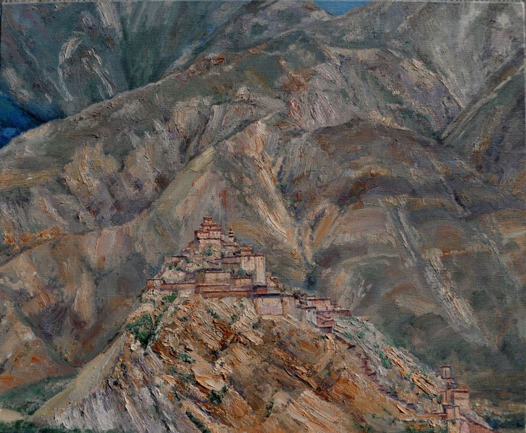 品名 | 亘古系列之八《甘孜古城》   材质 | 亚麻 油彩
                                规格 | 73x60cm &nbsp;&nbsp; 年份 |