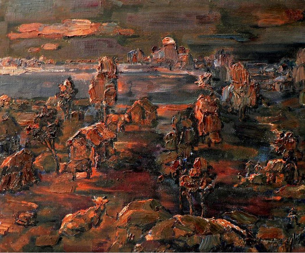 品名 | 西部村暮   材质 | 亚麻 油彩
                                规格 | 50x 60cm &nbsp;&nbsp; 年份 |