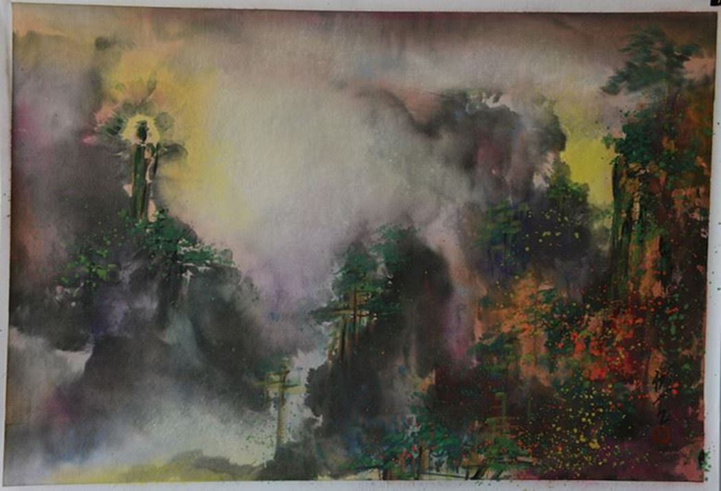 品名 | 黄山系列-15   材质 | 麻纸 天然矿物颜料
                                规格 | 70x53cm &nbsp;&nbsp; 年份 | 2016