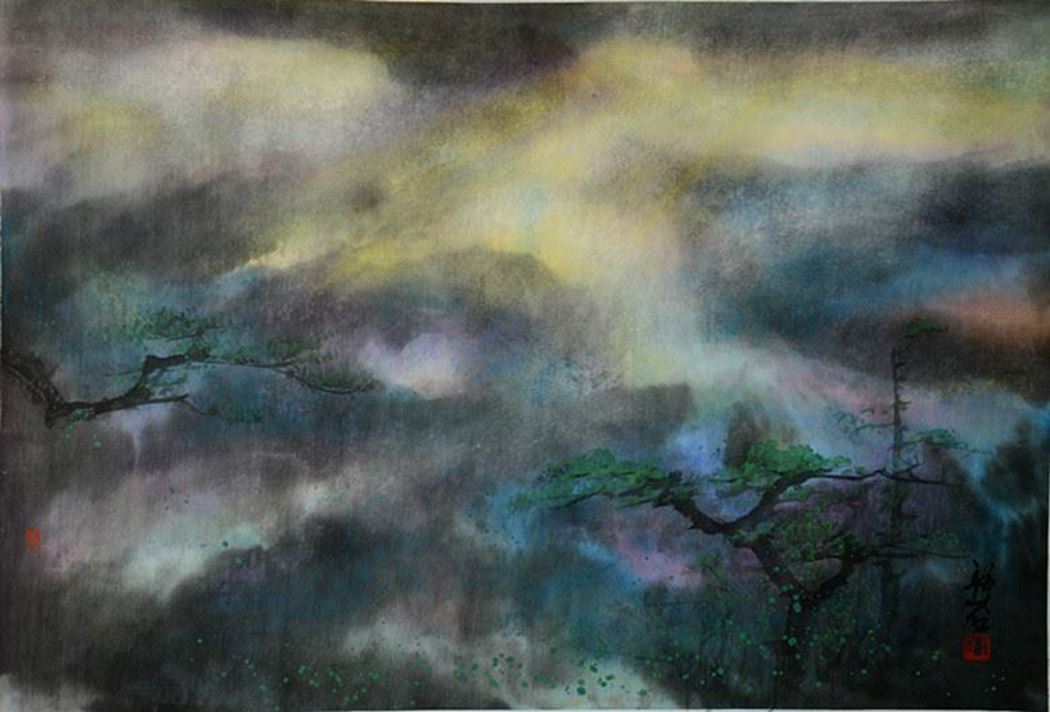 品名 | 黄山系列-18   材质 | 麻纸 天然矿物颜料
                                规格 | 70x53cm &nbsp;&nbsp; 年份 | 2016