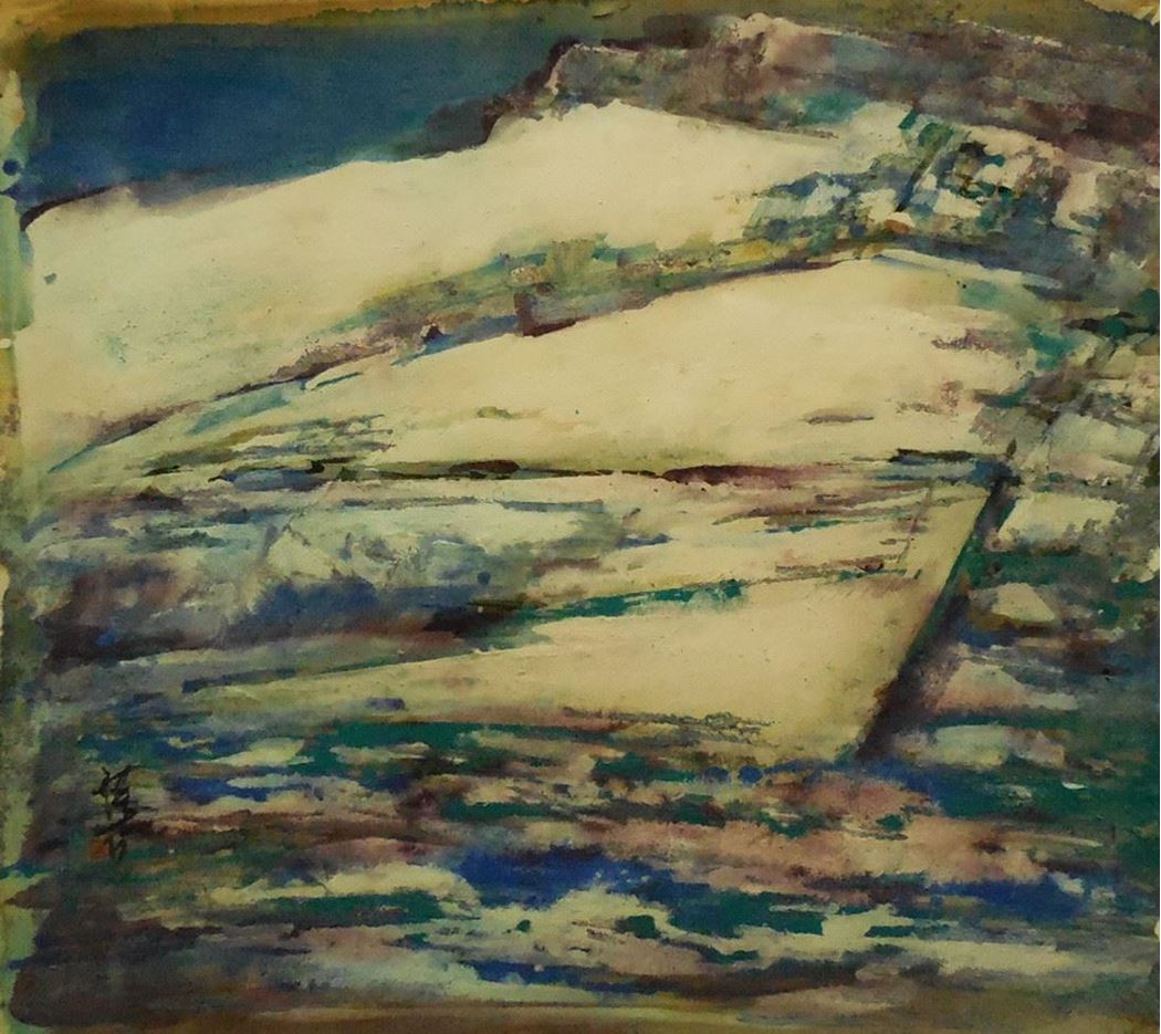 品名 | 南极写生系列-5   材质 | 麻纸 天然矿物颜料
                                规格 | 70x60cm &nbsp;&nbsp; 年份 | 2014