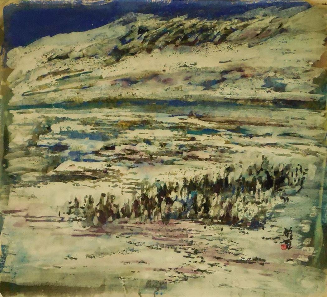 品名 | 南极静地系列-15   材质 | 麻纸 天然矿物颜料
                                规格 | 70x60cm &nbsp;&nbsp; 年份 | 2014