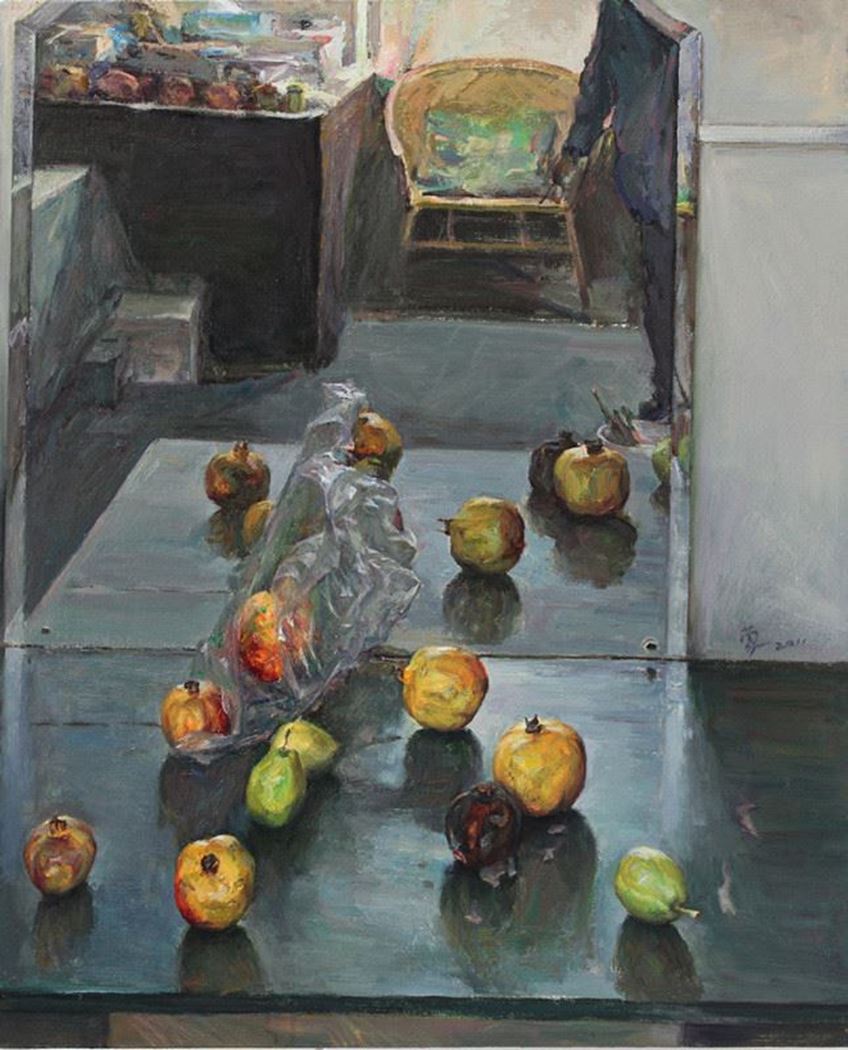 品名 | 镜前的静物   材质 | 亚麻 油彩
                                规格 | 100X80cm &nbsp;&nbsp; 年份 |
