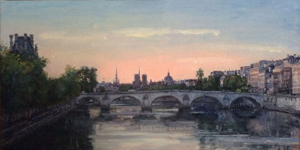 品名 | 清晨--从皇家桥远眺圣母院和法兰西学院   材质 | 油画
                                规格 | 30x60cm &nbsp;&nbsp; 年份 | 2017