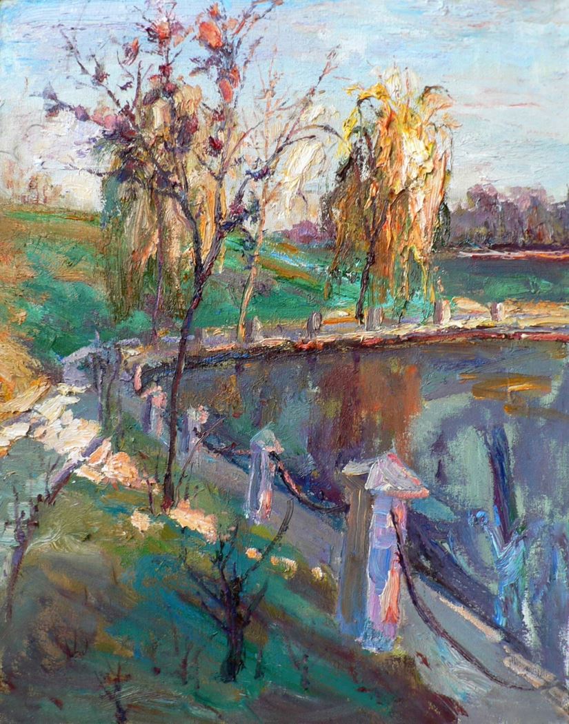 品名 | 砚湖夕阳   材质 | 油画
                                规格 | 50x60cm_ &nbsp;&nbsp; 年份 |