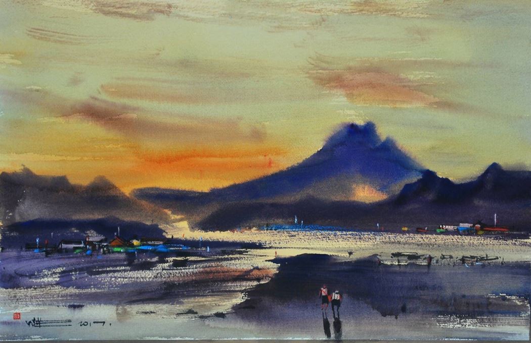 品名 | 淡江暮曲   材质 | 水彩纸
                                规格 | 56x35cm &nbsp;&nbsp; 年份 | 2017