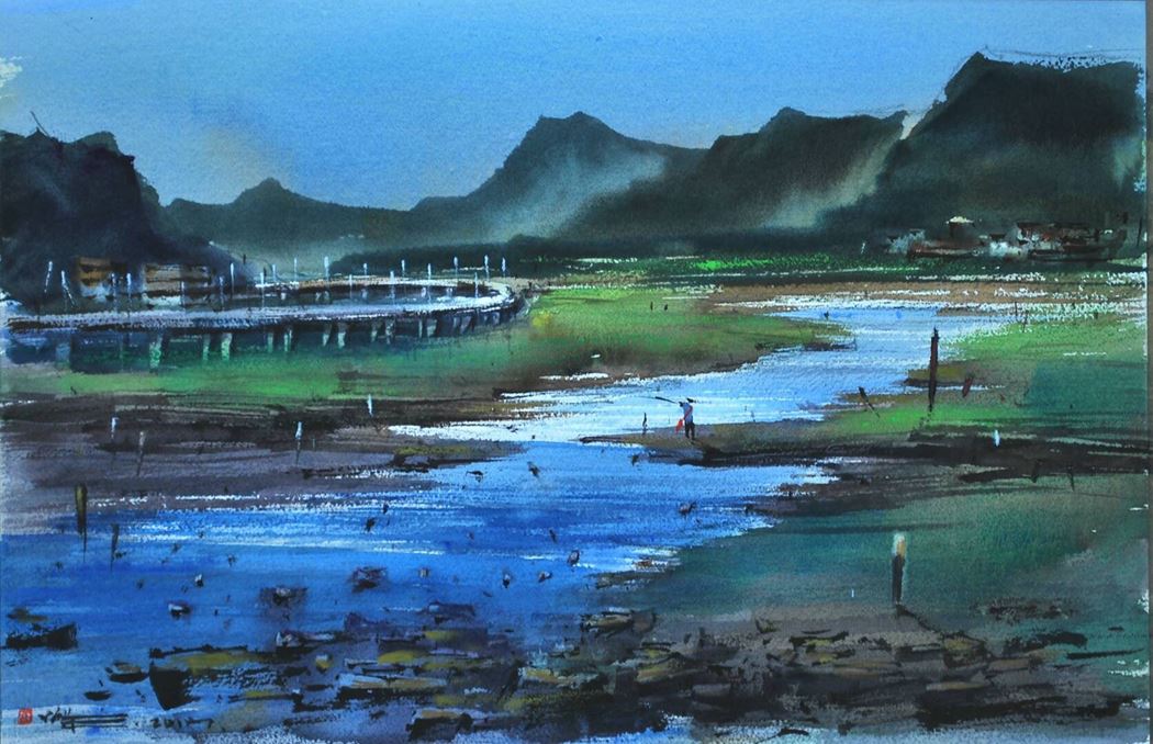 品名 | 独钓春江   材质 | 水彩纸
                                规格 | 56x35cm &nbsp;&nbsp; 年份 | 2017