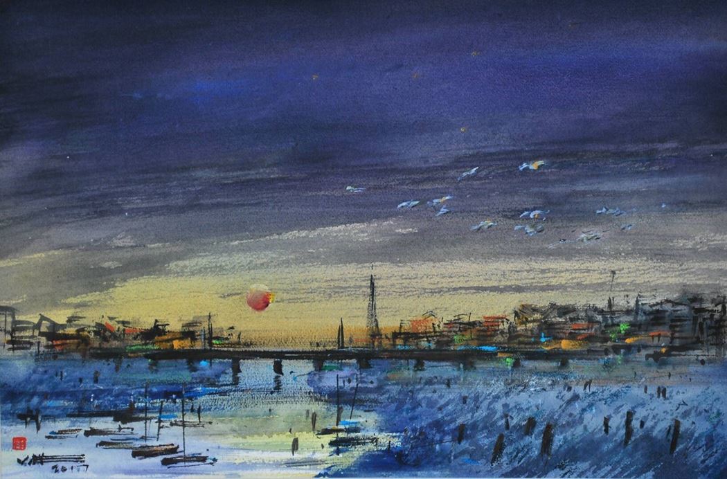 品名 | 何处是归鸿   材质 | 水彩纸
                                规格 | 56x35cm &nbsp;&nbsp; 年份 | 2017