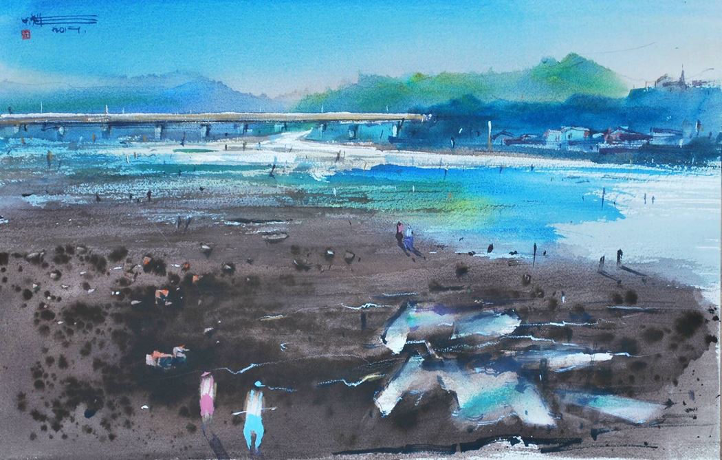 品名 | 河畔拾蚌人   材质 | 水彩纸
                                规格 | 56x35cm &nbsp;&nbsp; 年份 | 2017