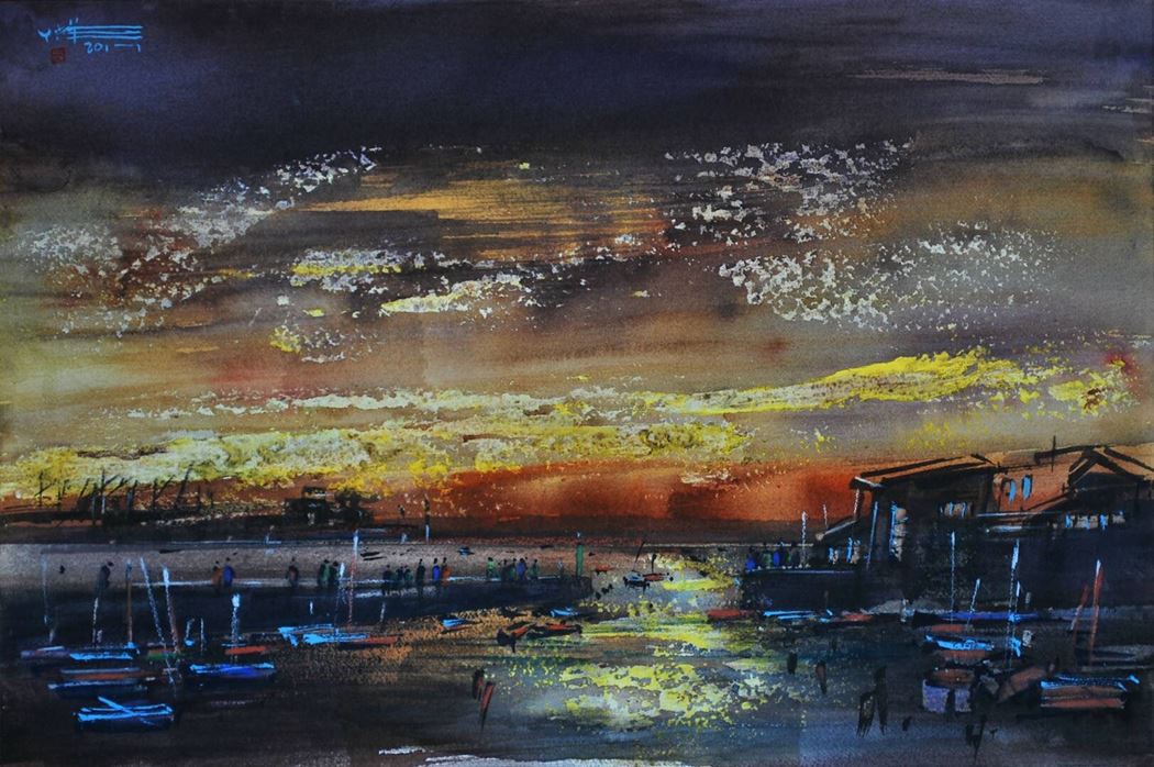 品名 | 华丽港湾   材质 | 水彩纸
                                规格 | 56x35cm &nbsp;&nbsp; 年份 | 2017