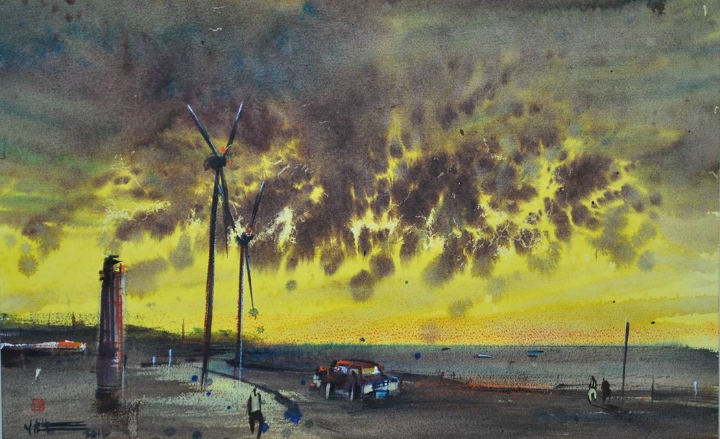 品名 | 绛色霞彩   材质 | 水彩纸
                                规格 | 56x35cm &nbsp;&nbsp; 年份 | 2017