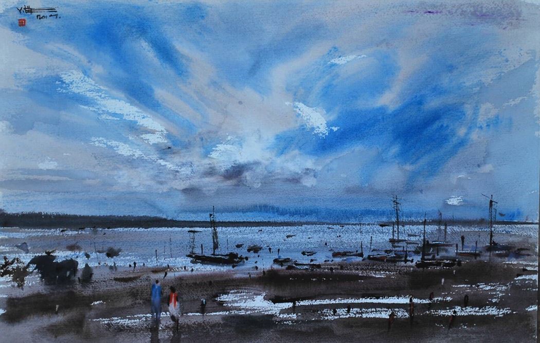 品名 | 水光浮云   材质 | 水彩纸
                                规格 | 56x35cm &nbsp;&nbsp; 年份 | 2017